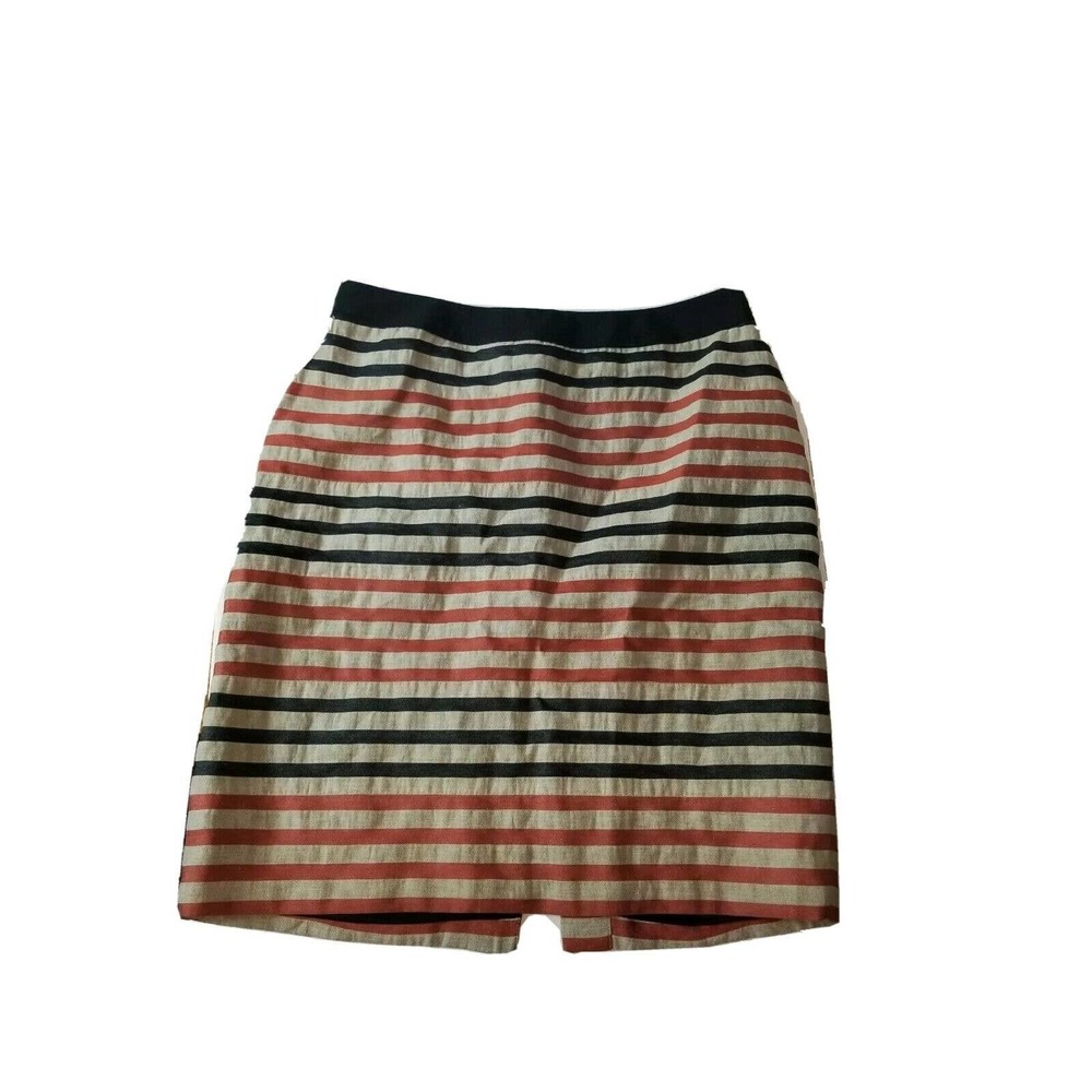BENSONI 8 Skirt LINEN Striped‎ Black M Straight